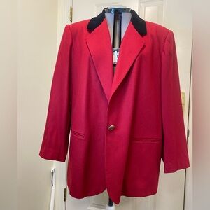 Vintage Sag Harbor Red Wool Blazer with black velvet collar size 22W